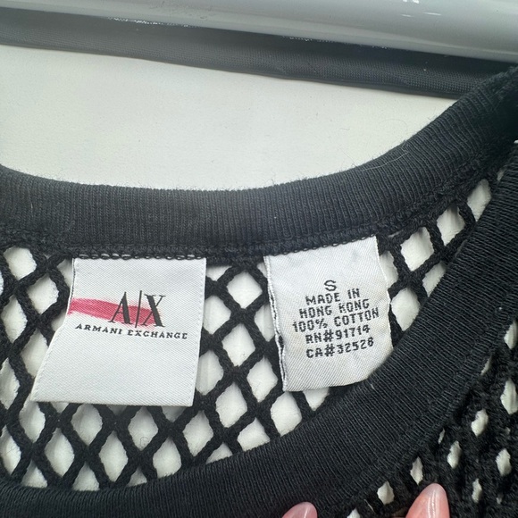 Armani Exchange Men's T-Shirt Mesh Fishnet Short Sleeves Hollow Out Tank Top - Picture 4 of 6